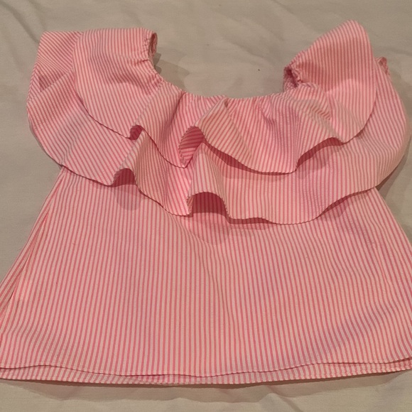 Lilly Pulitzer pink and white striped one shoulder shirt - Picture 5 of 5